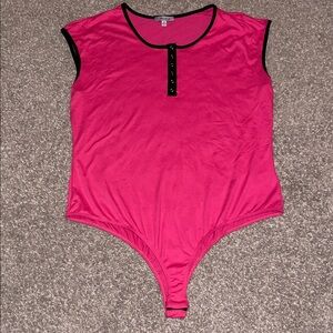 NWOT White Birch Pink Bodysuit with Black Trim
